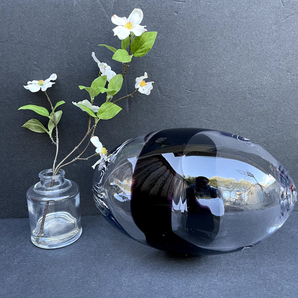 Bjorn Ronnquist Art Handblown Mauve/Purple Glass Egg Ikea 2001 - Picture 1 of 6
